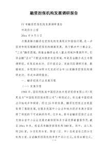 融资担保机构发展调研报告