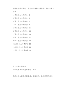 (12篇)法院院长学习党的二十大会议精神心得体会汇编