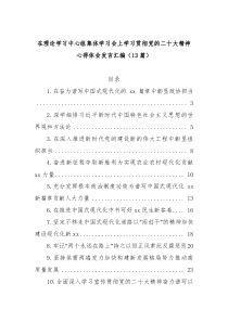 (13篇)在理论学习中心组集体学习会上学习贯彻党的二十大精神心得体会发言汇编