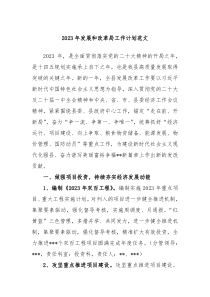 20XX年发展和改革局工作计划范文