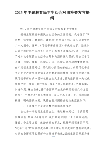2025年主题教育民主生活会对照检查发言提纲