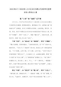 20XX参加十三届全国人大五次会议内蒙古代表团审议重要讲话心得体会2篇