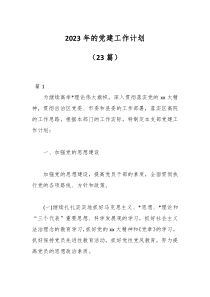 23篇20XX年的党建工作计划