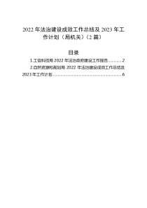 2篇20XX年法治建设成效工作总结及20XX年工作计划局机关