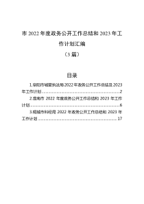 3篇市20XX年度政务公开工作总结和20XX年工作计划汇编