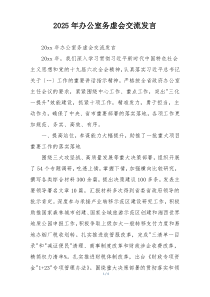 2025年办公室务虚会交流发言