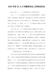 2025年在XX人大专题询问会上的表态发言