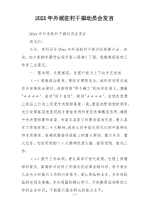 2025年外派驻村干部动员会发言