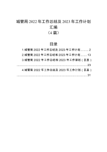 4篇城管局20XX年工作总结及20XX年工作计划汇编