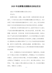 2025年巡察整改提醒谈话表态发言