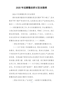 2025年巡察整改研讨发言提纲