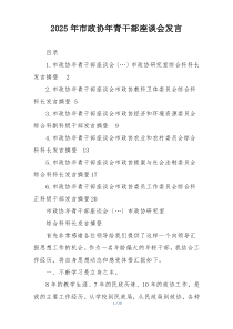 2025年市政协年青干部座谈会发言