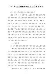 2025年度主题教育民主生活会发言提纲