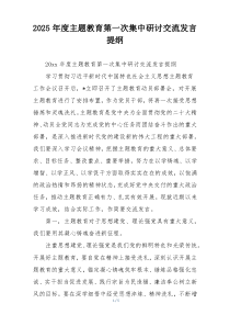 2025年度主题教育第一次集中研讨交流发言提纲