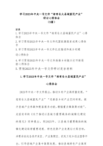 [5篇]学习20XX年中央一号文件培育壮大县域富民产业研讨心得体会
