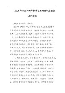 2025年税务局青年代表在五四青年座谈会上的发言