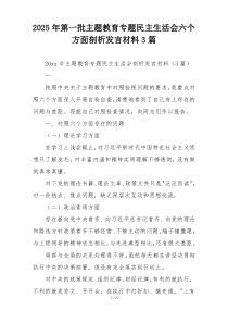 2025年第一批主题教育专题民主生活会六个方面剖析发言材料3篇