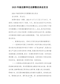 2025年被巡察单位巡察整改表态发言