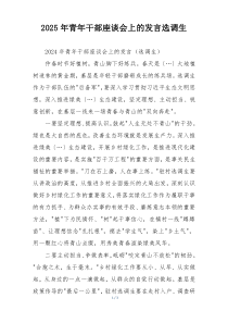 2025年青年干部座谈会上的发言选调生