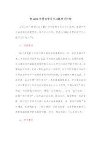市20XX年理论学习中心组学习计划