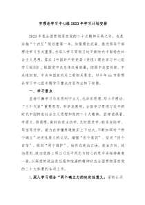 市委理论学习中心组20XX年学习计划安排