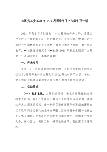 社区党工委20XX年112月理论学习中心组学习计划