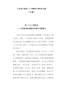 【23篇】公司学习党的二十大精神心得体会汇编