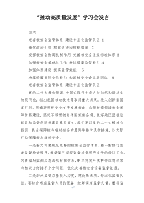 “推动高质量发展”学习会发言