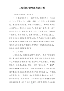 三级书记话治理发言材料