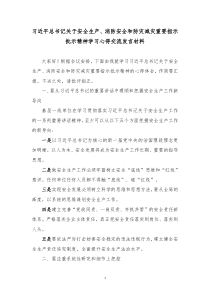 习近平总书记关于安全生产消防安全和防灾减灾重要指示批示精神学习心得交流发言材料