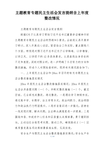 主题教育专题民主生活会发言提纲含上年度整改情况