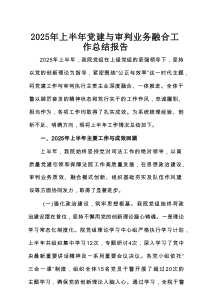 2025年上半年党建与审判业务融合工作总结报告