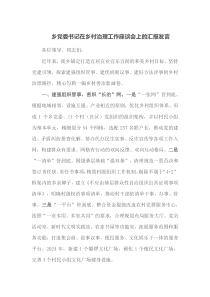 乡党委书记在乡村治理工作座谈会上的汇报发言