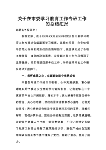 关于在市委学习教育工作专班工作的总结汇报