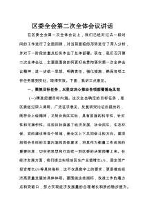 区委全会第二次全体会议讲话