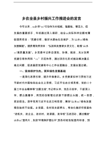 乡在全县乡村振兴工作推进会的发言