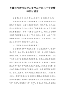 乡镇司法所所长学习贯彻二十届三中全会精神研讨发言