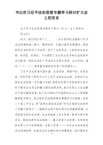 书记在习近平法治思想专题学习研讨扩大会上的发言