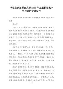 书记在参加所在支部2025年主题教育集中学习时的交流发言