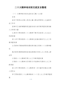 二十大精神培训班交流发言整理