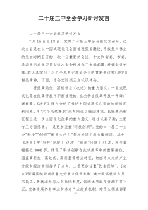 二十届三中全会学习研讨发言