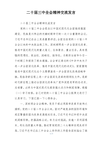 二十届三中全会精神交流发言