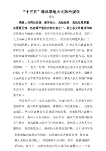 “十五五”森林草地火灾防治规划