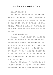 2025年党总支主题教育工作总结