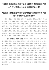 党员领导干部在理论学习中心组专题学习贯彻2025年“两会”精神研讨会上的发言材料汇编（4篇）