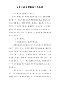 X党支部主题教育工作总结