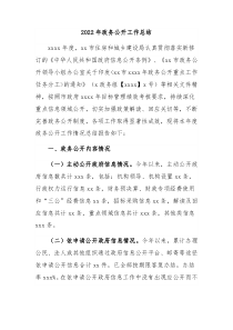 20XX年政务公开工作总结