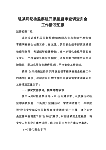 驻某局纪检监察组开展监督审查调查安全工作情况汇报
