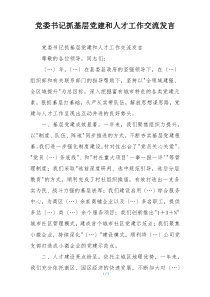 党委书记抓基层党建和人才工作交流发言