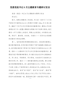 党委党组书记6月主题教育专题研讨发言